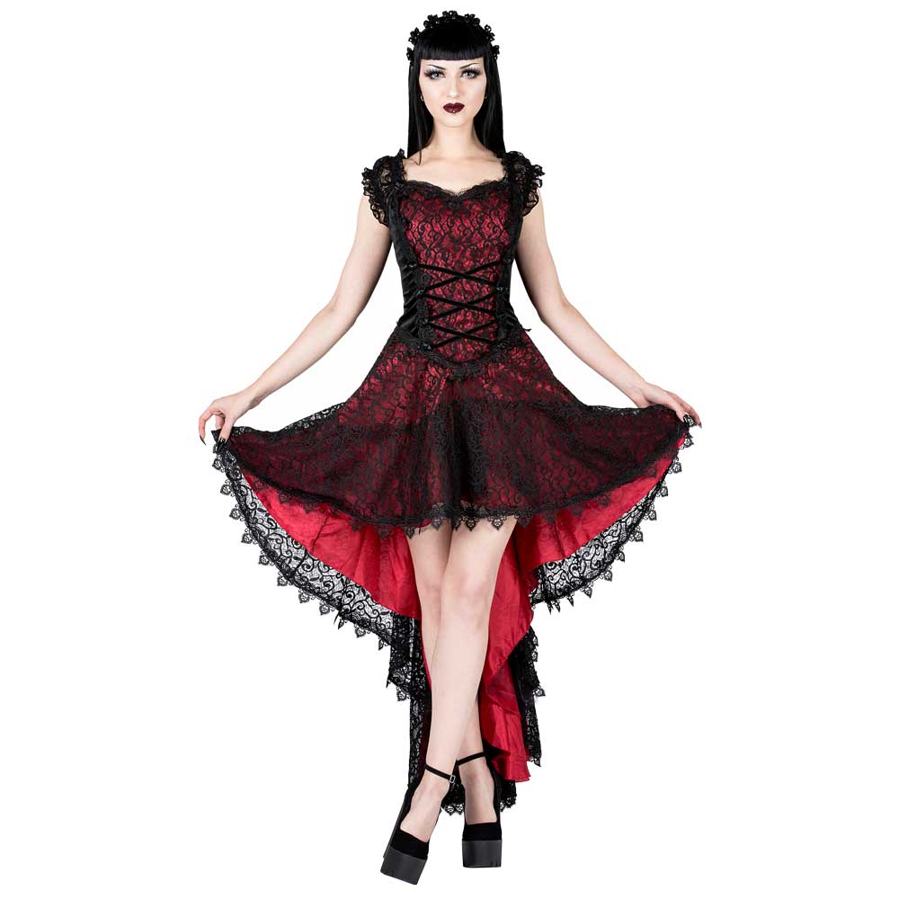 Sinister - 988 Longue robe - Bordeaux rouge/Noir